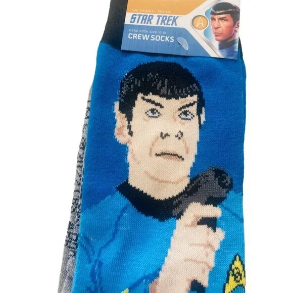 NEW 2 Star Trek The Original Series Crew Socks Captain Kirk and Spock - Picture 3 of 9
